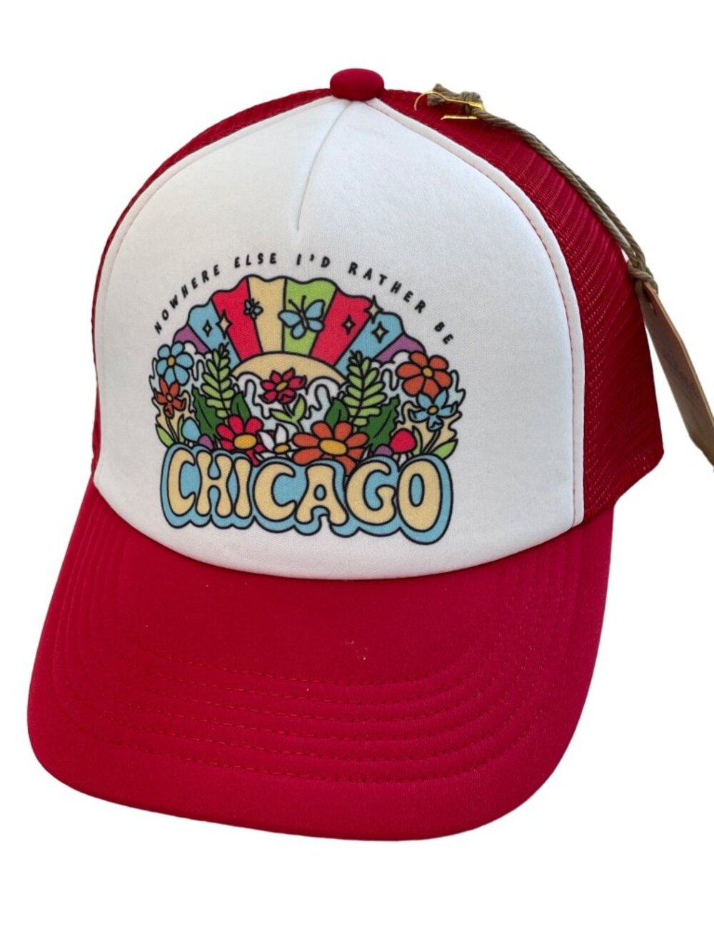 Good Land Supply Co Trucker Hat One Size Chicago Mesh Adjustable Red White NEW